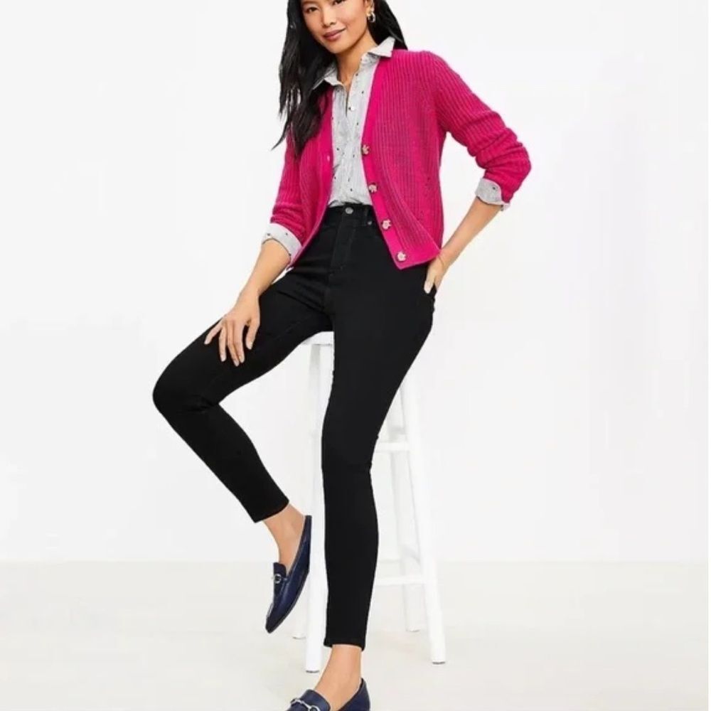 LOFT The Skinny Jeans Womenโs Black High Rise Denim Pants